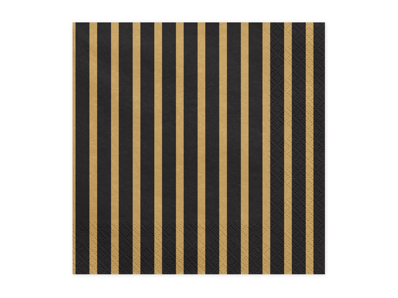 Gestreifte Servietten, gold, 33x33 cm, 20 Stk.