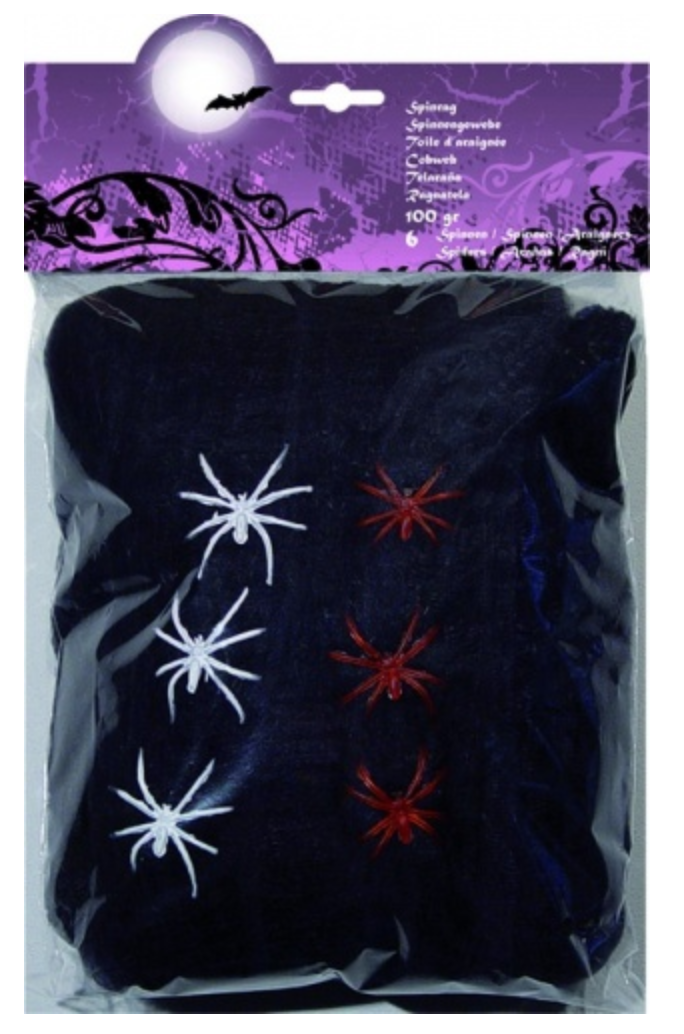 Spinnennetz mit Spinnen schwarz 31qm 100g