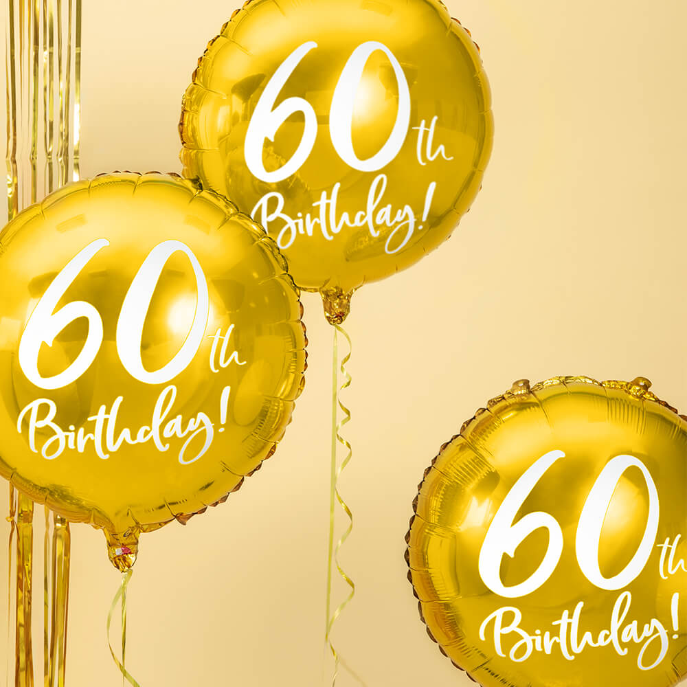 Folienballon 60th Birthday Gold, 45 cm