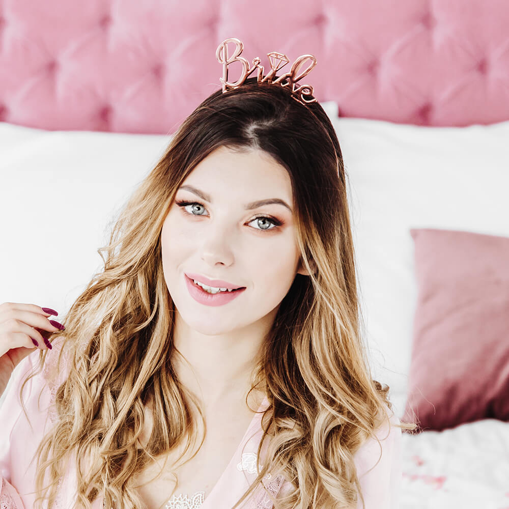 Haarreifen aus Metall, Bride, roségold