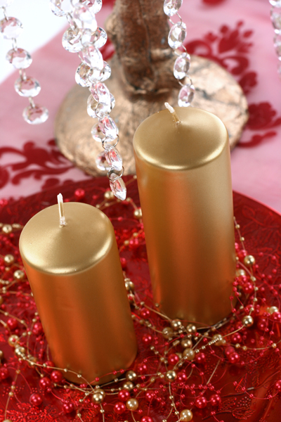 Stumpenkerze, Metallic Gold, 15 x 6 cm - 6er Set