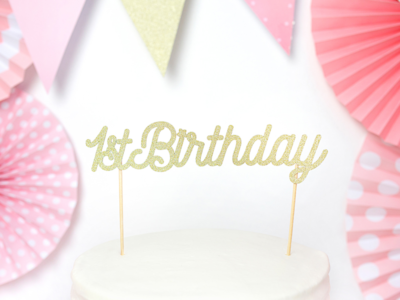 Tortenaufsatz 1. Birthday Gold, 21 cm