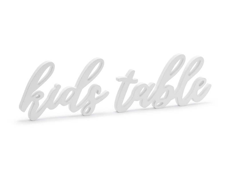 Schriftzug aus Holz "kids table" Weiß, 38x10cm