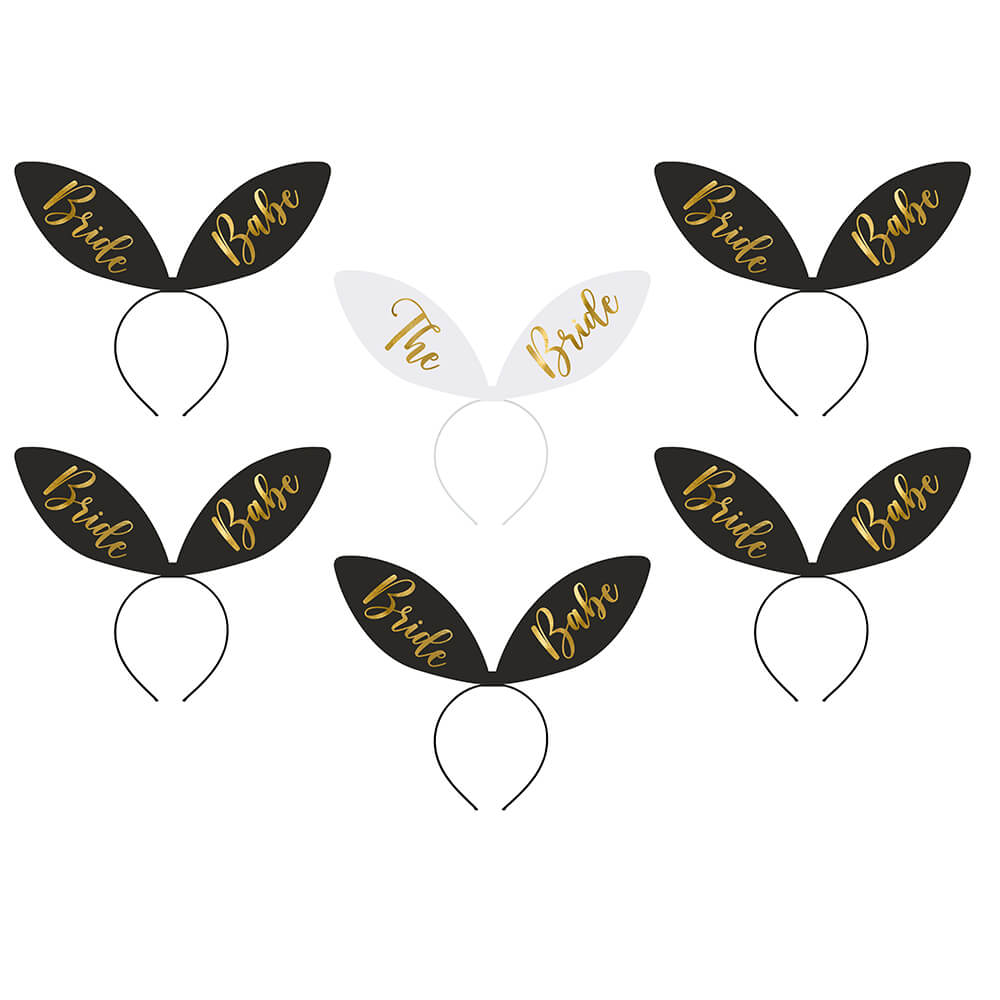 6er Set Bunny-Haarreifen, The Bride und Bride Babes