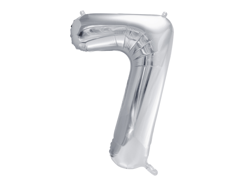 Folienballon Zahl 7, Silber 86cm