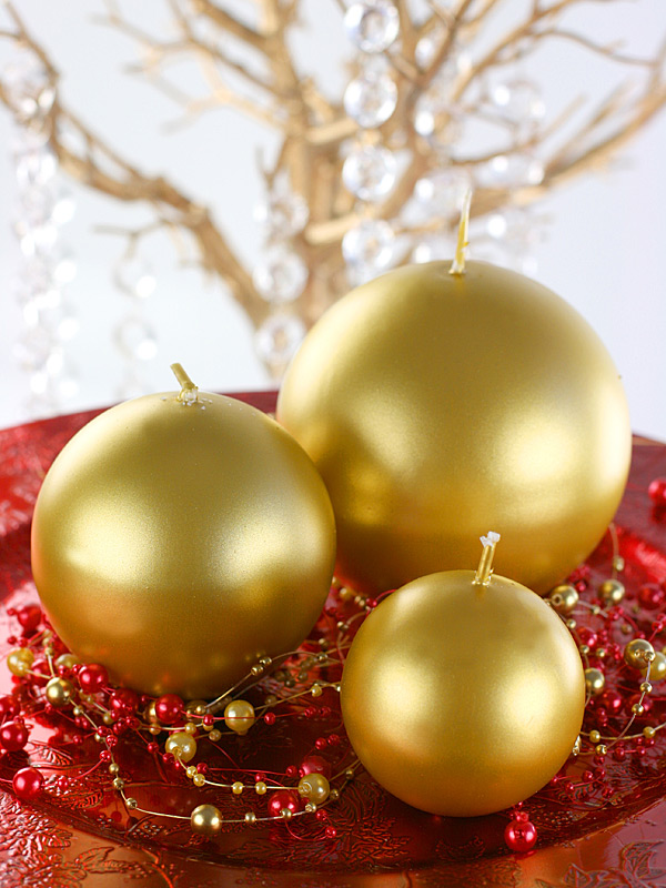 Kerzenkugel, Metallic Gold, 6 cm - 10er Set