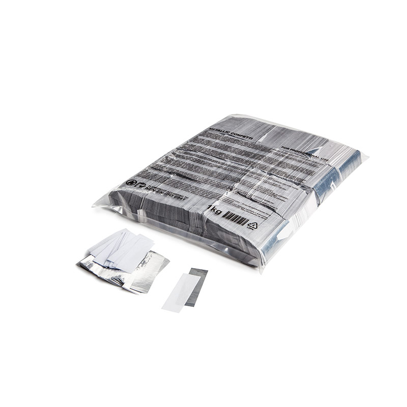 Slowfall Konfetti Rechteckig 55x17 mm - Metallic Silber-Weiß - 1 Kg