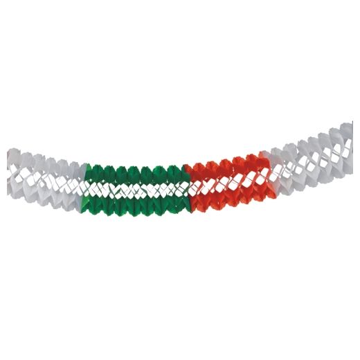 Großraumgirlande Grün/Weiss/Rot, Ø 16 cm x 10 m - schwer entflammbar