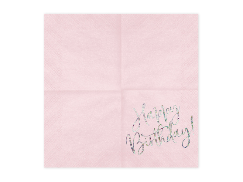 Servietten Happy Birthday Rosa, 33x33 cm