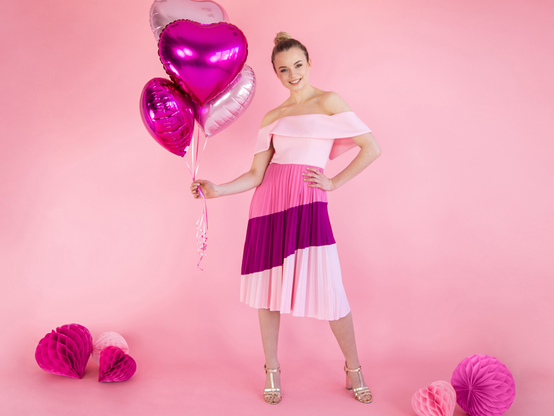 Folienballon Herz Metallic Pink, 45cm