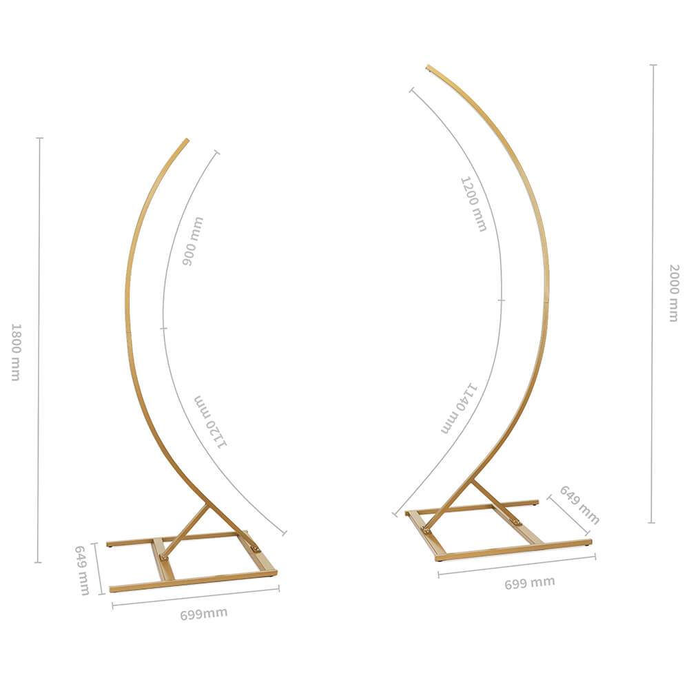 Kulissenständer 2 x Halbbogen Gold, 200 cm und 180 cm