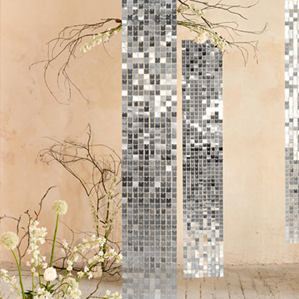 Pailletten Hintergrundplatte, Silber 30 x30 cm