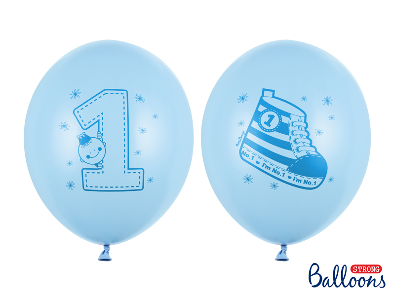 Luftballon Blau Nummer 1 mit Sneaker 30cm, 6 Stk