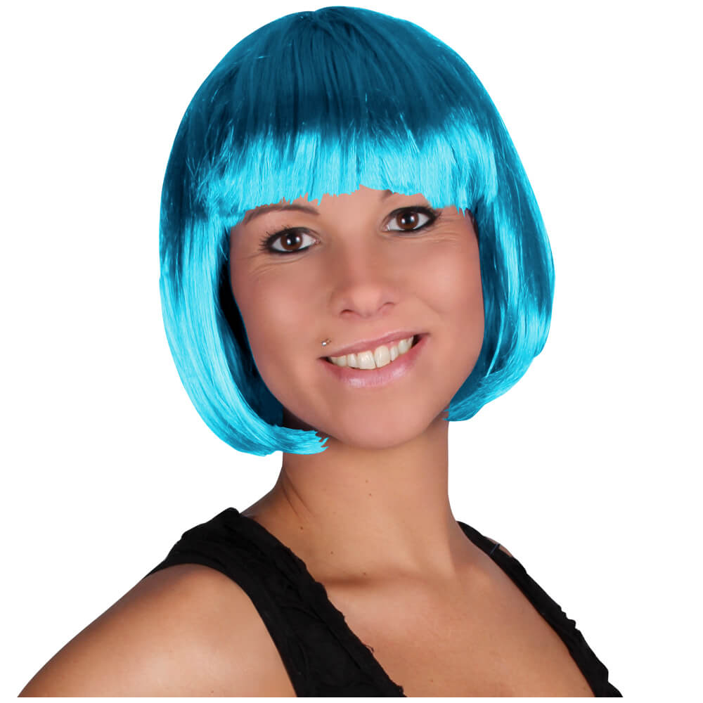 Perücke Kurzhaar Bob türkis