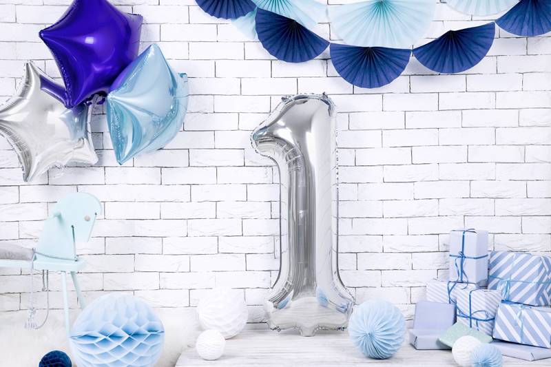 Folienballon Zahl 1, Silber 86cm