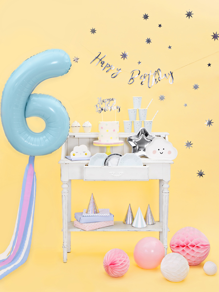 Tortenaufsatz Happy Birthday, silber 22,5 cm