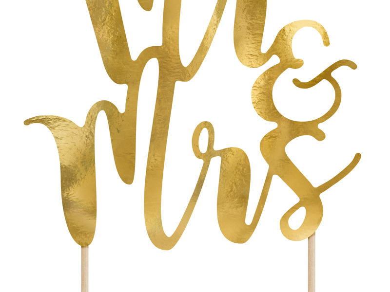 Tortenaufsatz Mr & Mrs, Gold, 25,5 cm