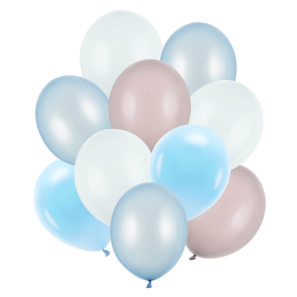 Luftballons Set , Beige, Blau, Hellblau 10-teilig
