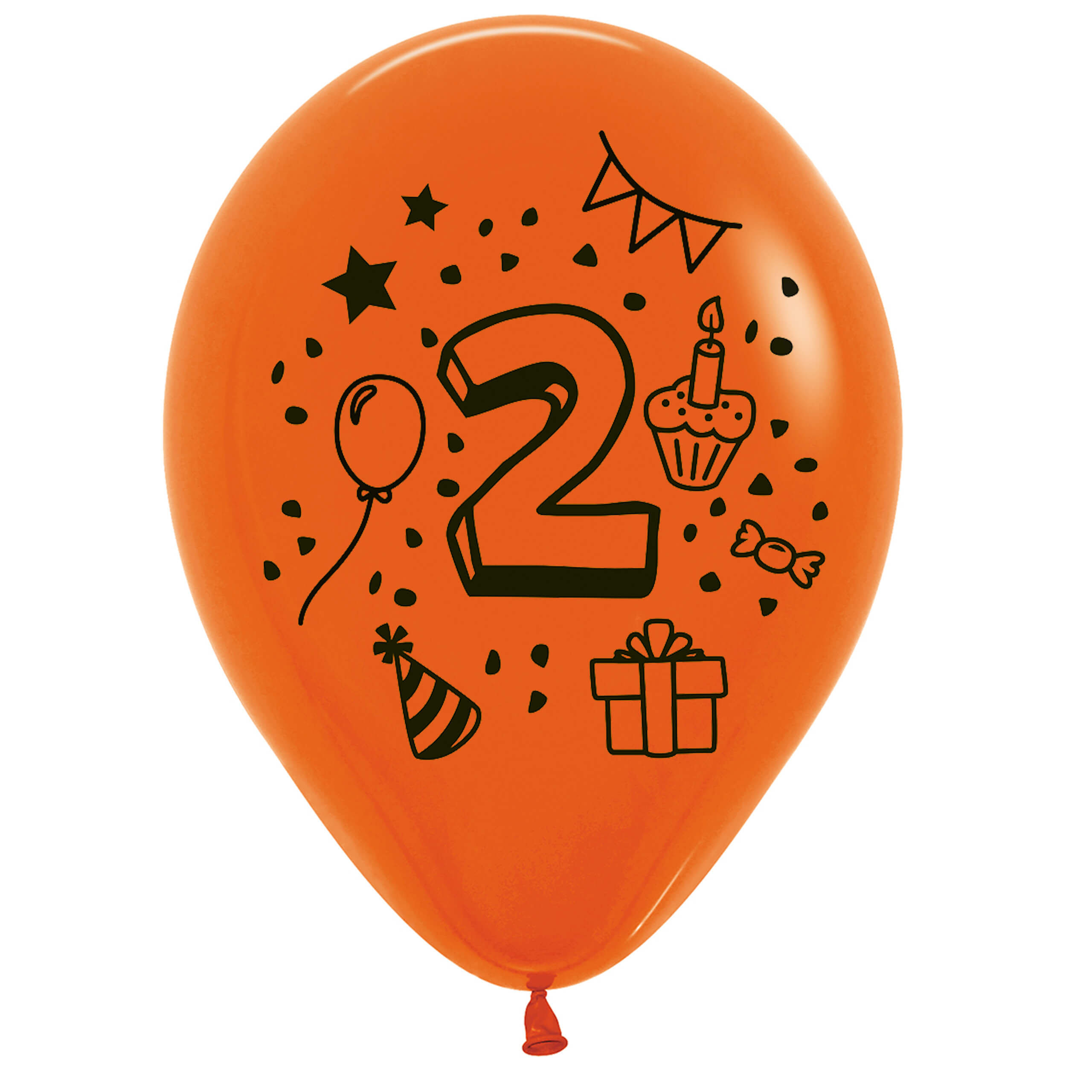 7x Luftballon Zahl 2 bunt Ø 30 cm