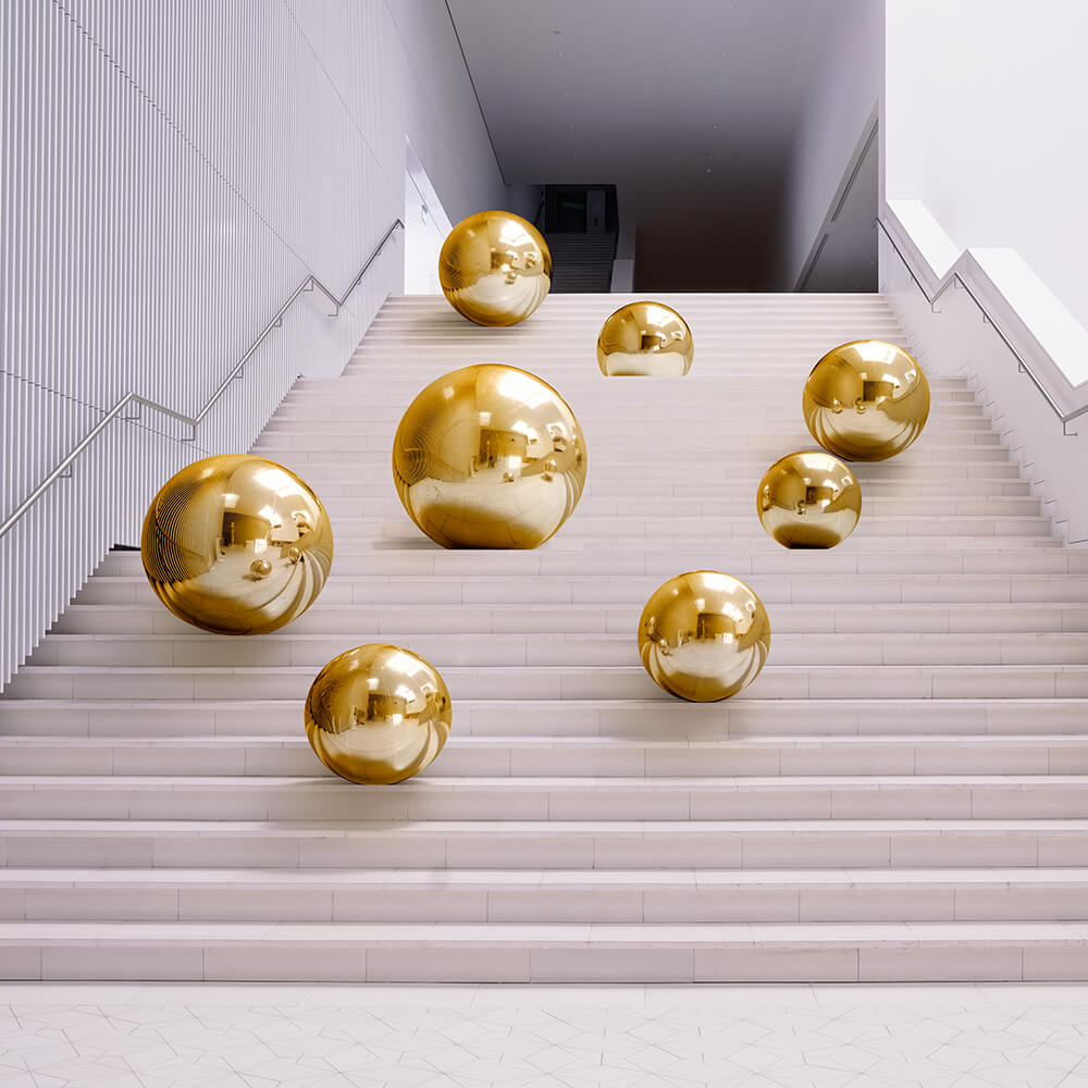 Aufblasbarer Spiegelball, Gold, ca. 60 cm