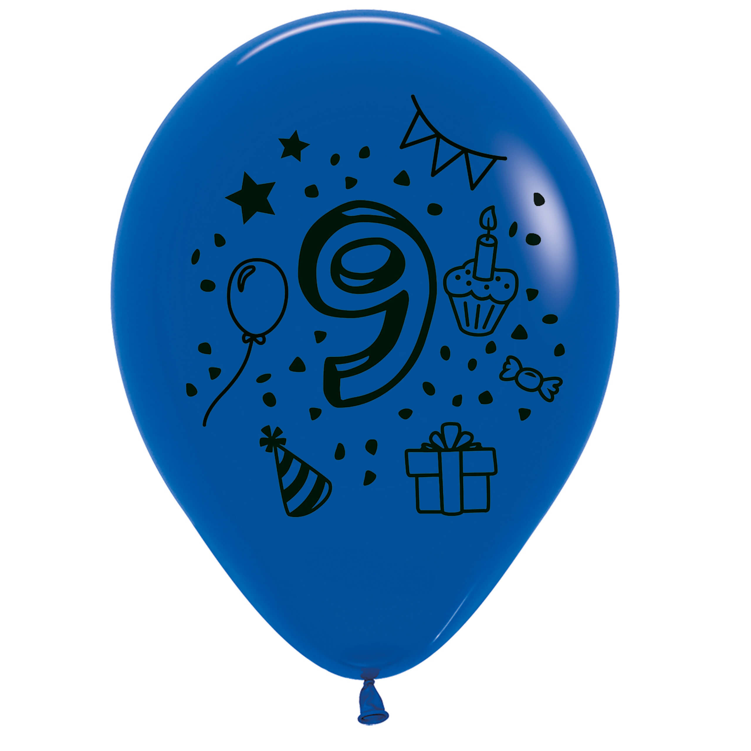 7x Luftballon Zahl 9 bunt Ø 30 cm