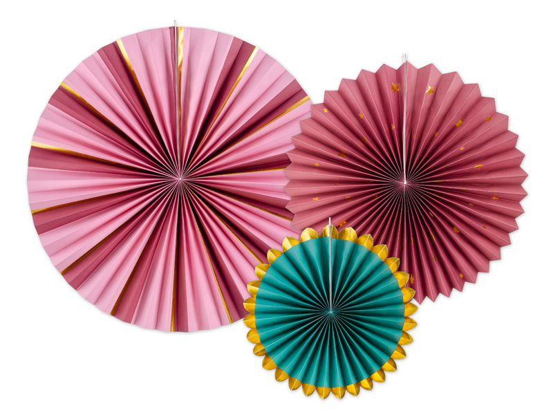 Fächer - Burgund Mix, 26 - 43 cm, 3er Set