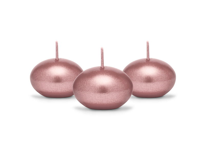 Schwimmkerze Metallic Roségold, 4 cm - 50er Set