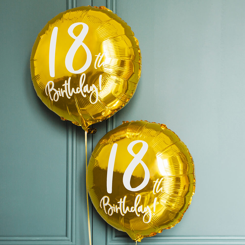 Folienballon 18th Birthday Gold, 45 cm