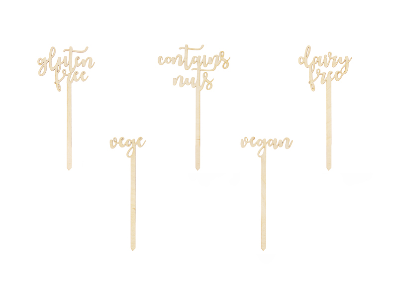 Buffet Spieße mit Schrift, 14,5-16 cm, 5er Set