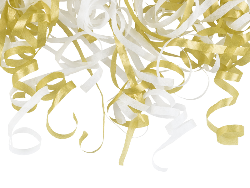 Handwurfstreamer Weiß / Gold, 25cm