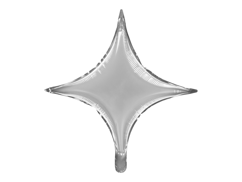 Folienballon 4 Spitzen Stern, Silber - 45 cm