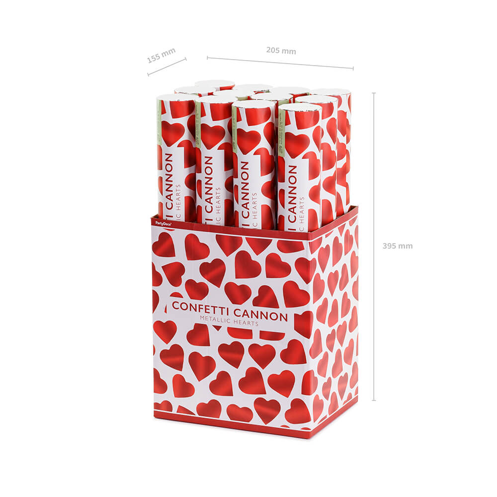 Party Popper Rotmetallic Herzen 40cm