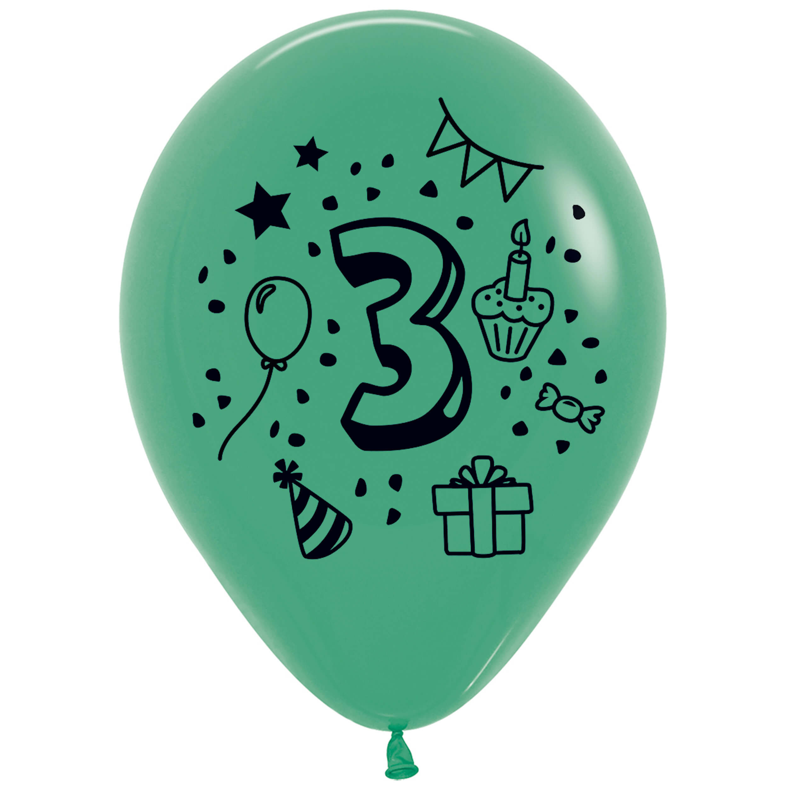 7x Luftballon Zahl 3 bunt Ø 30 cm