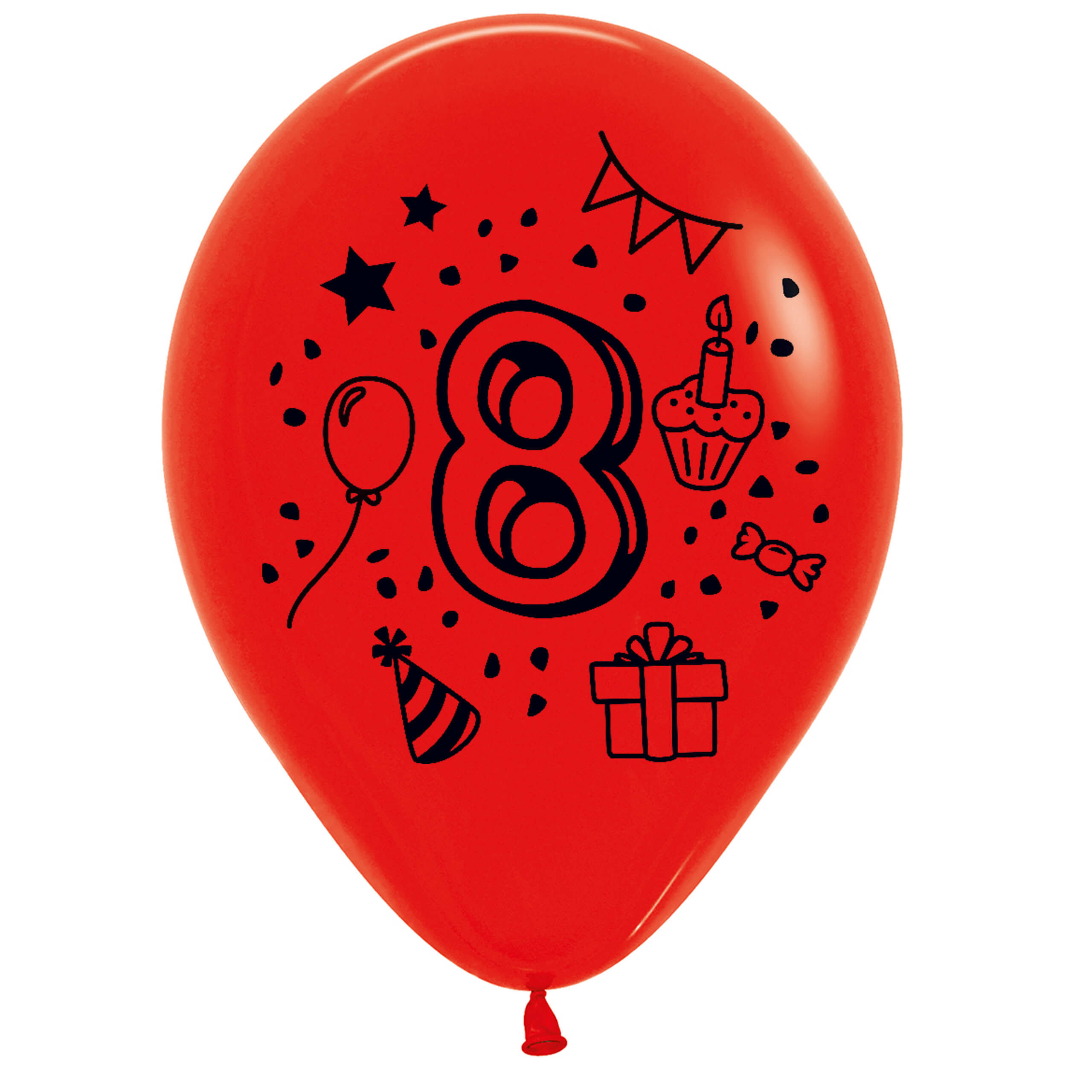 7x Luftballon Zahl 8 bunt Ø 30 cm