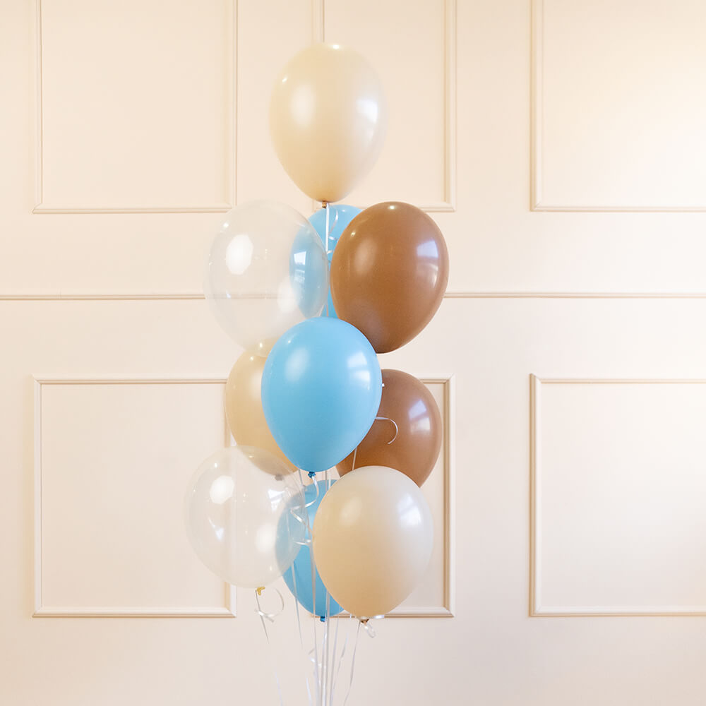 Luftballons Set , Blau, Braun, Creme 10-teilig
