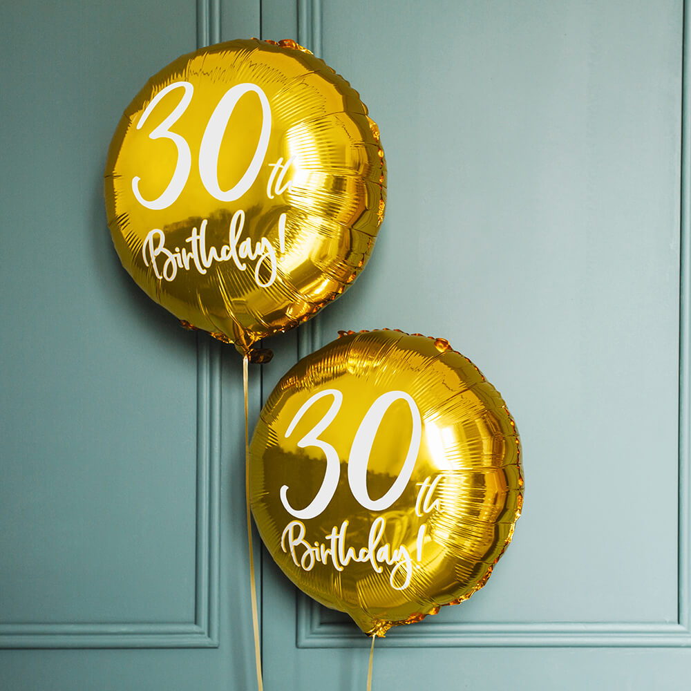 Folienballon 30th Birthday Gold, 45 cm