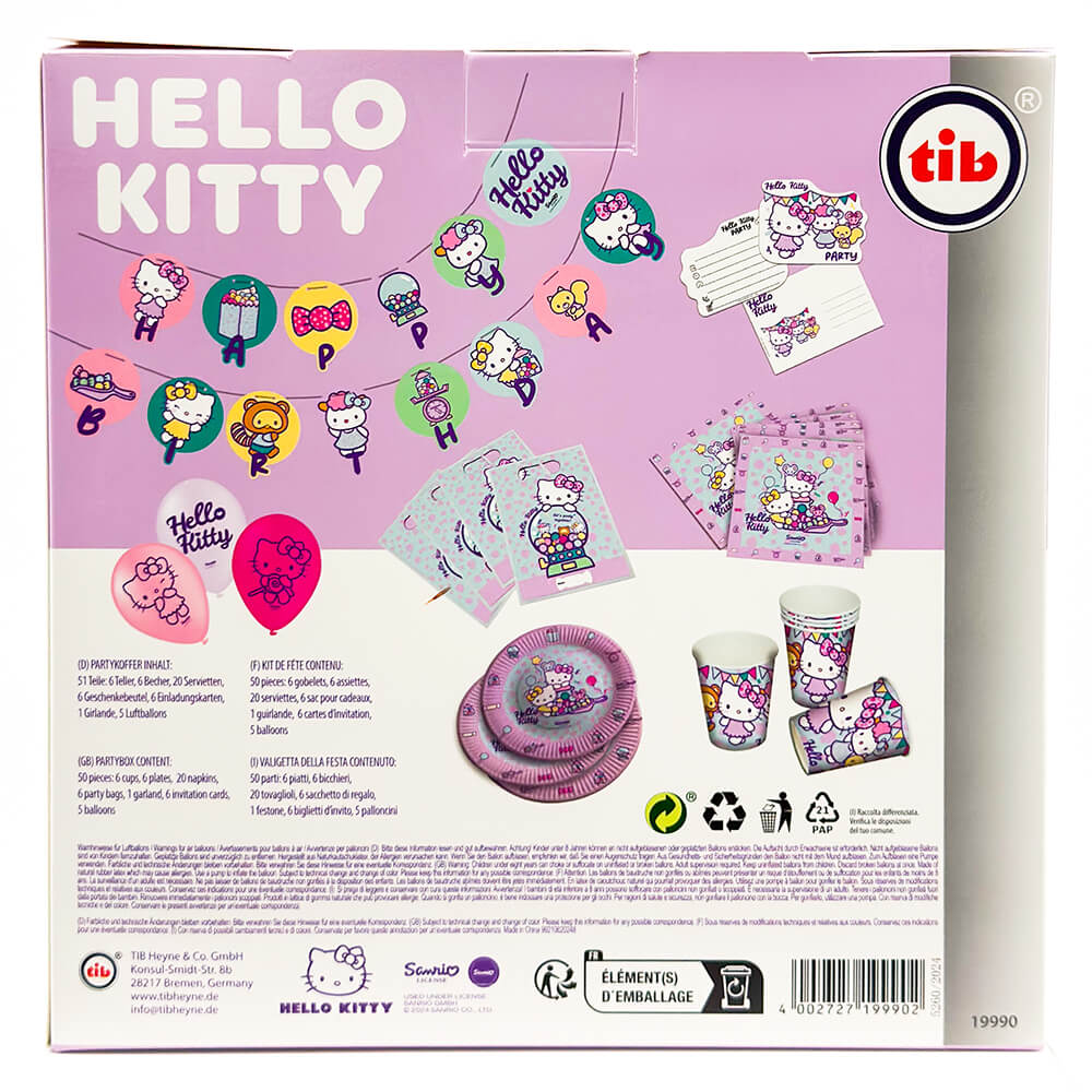Partykoffer Hello Kitty, für 6 Personen, 51 Teile