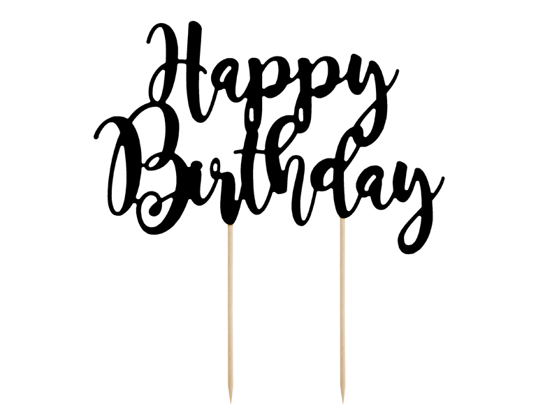 Tortenaufsatz Happy Birthday, schwarz, 22,5 cm