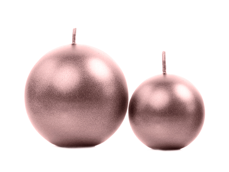 Kugelkerze, Metallic Roségold, 6 cm - 10er Set