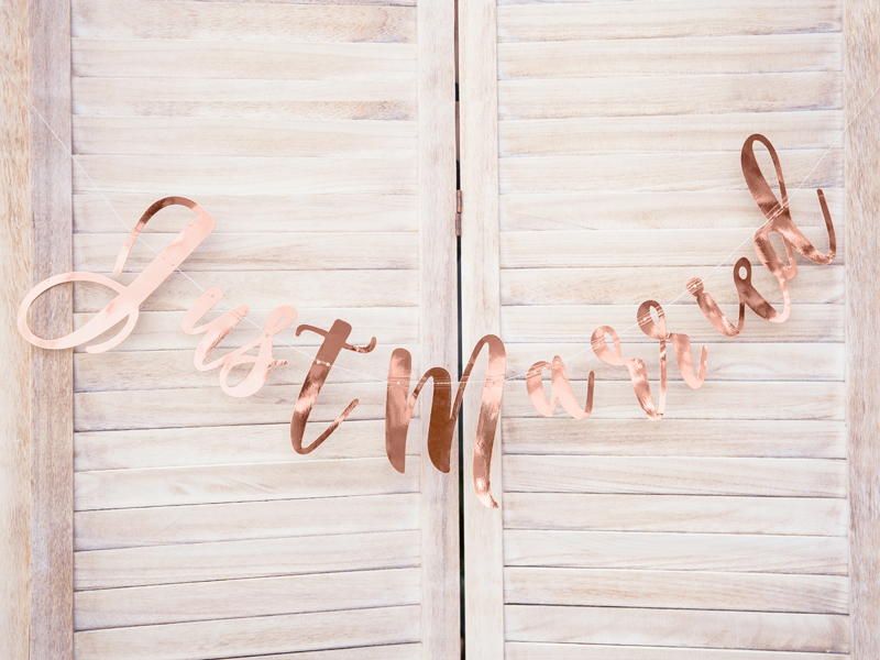 Banner, Just Married, roségold, 20 x 77 cm