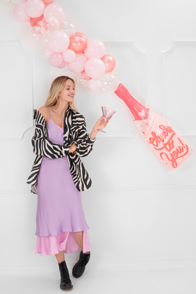 Folienballon Sektflasche, Cheers to you, 38 x 97 cm - Farbmix