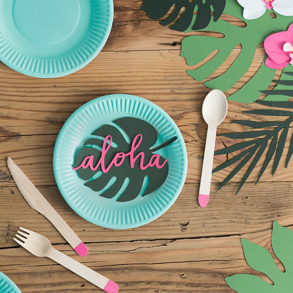 Dekoration Set Aloha - tropische Blätter, 21-teilig, Grün