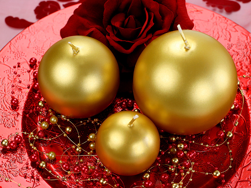 Kerzenkugel, Metallic Gold, 6 cm - 10er Set