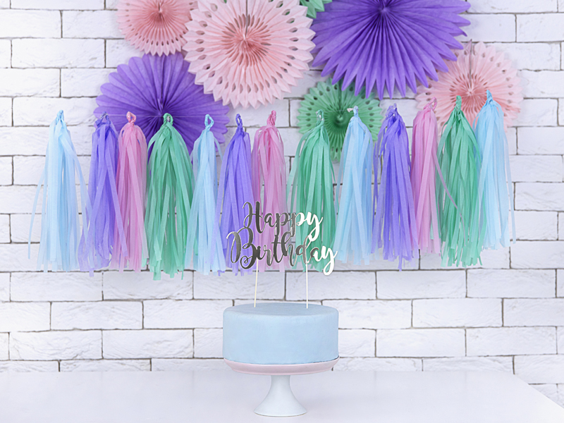 Tortenaufsatz Happy Birthday, silber 22,5 cm