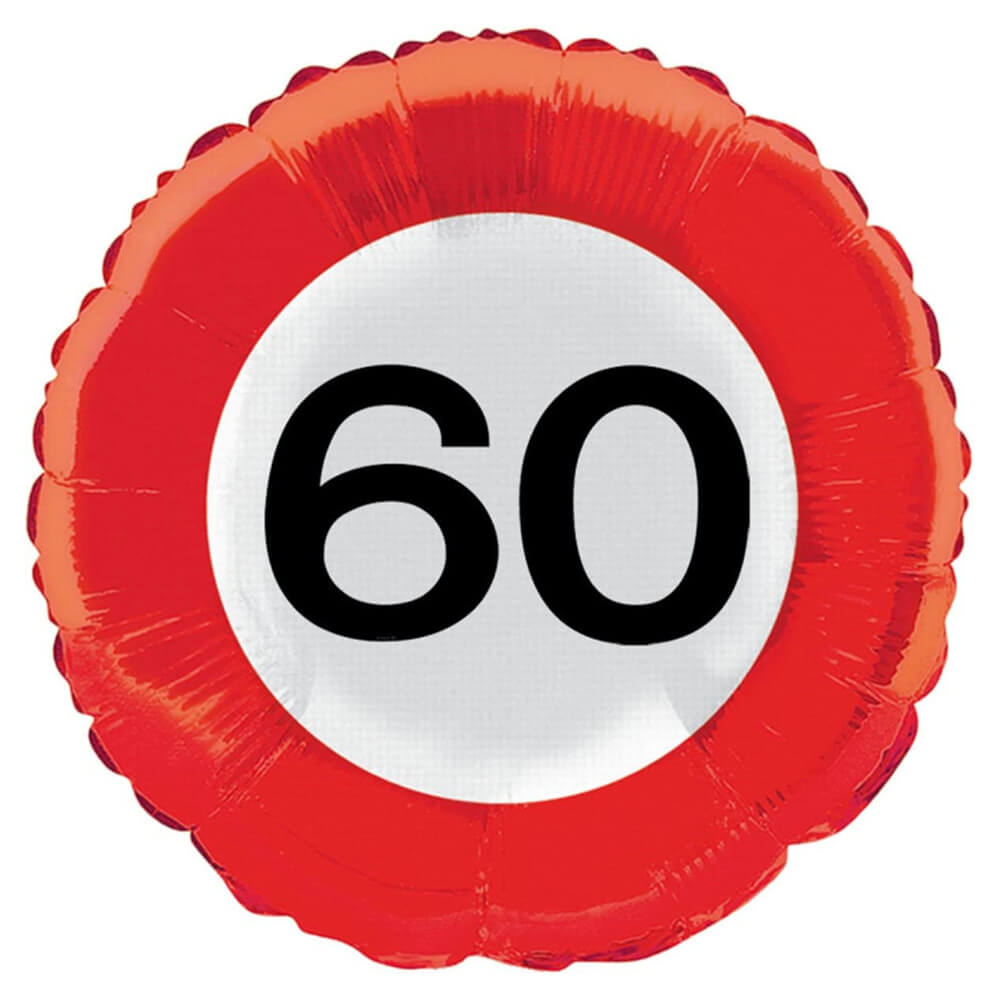 Rundballon Zahl 60 Rot, Weiß