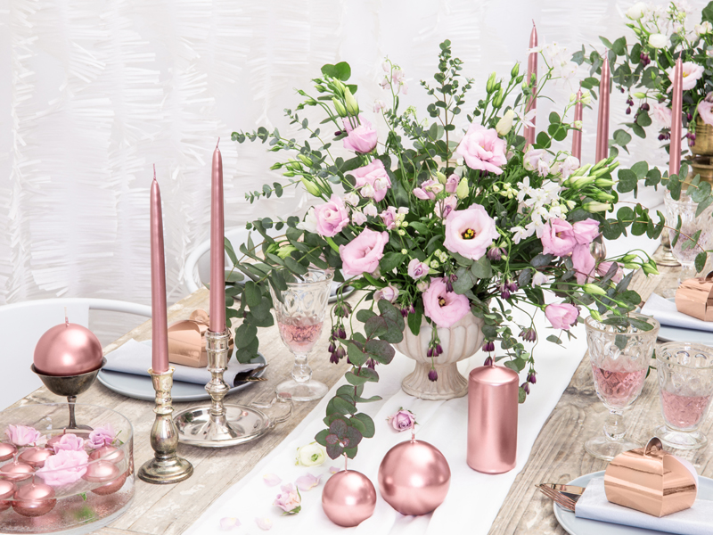 Schwimmkerze Metallic Roségold, 4 cm - 50er Set