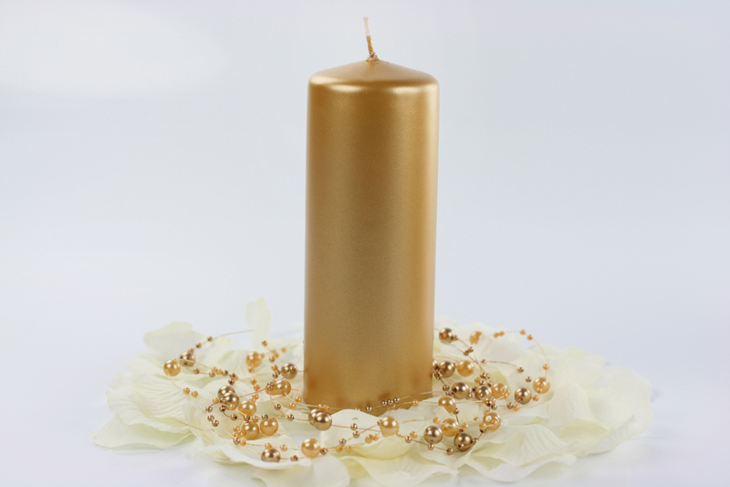 Stumpenkerze, Metallic Gold, 15 x 6 cm - 6er Set