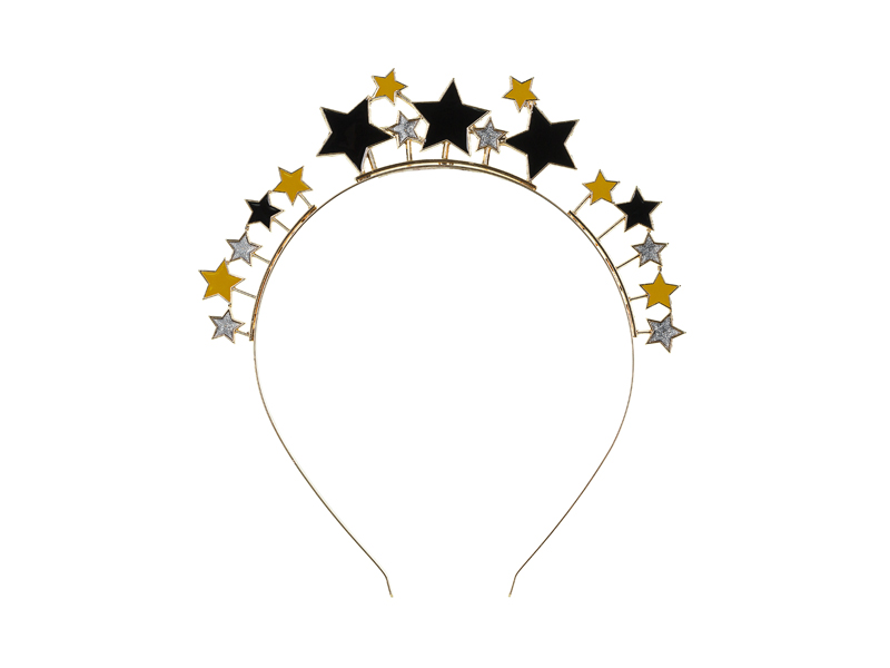 Haarreif Sterne, 17 x 19,5 cm, Schwarz-Gold-Silber