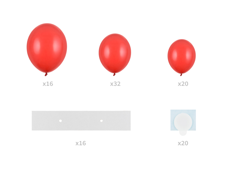 Ballongirlande mit Herzrahmen, Rot, 160 cm
