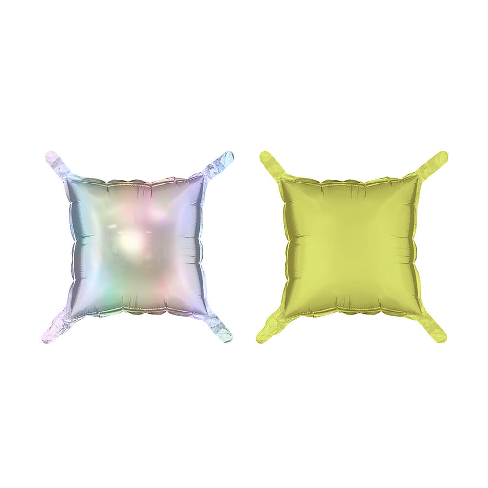 Folienballon Vorhang - 35 x 35 cm - doppelseitig Holographisch-Neon Gelb 4 Stk.